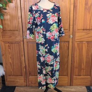 Sign Here Floral Navy Half Sleeve Maxi Dress XL               CC127